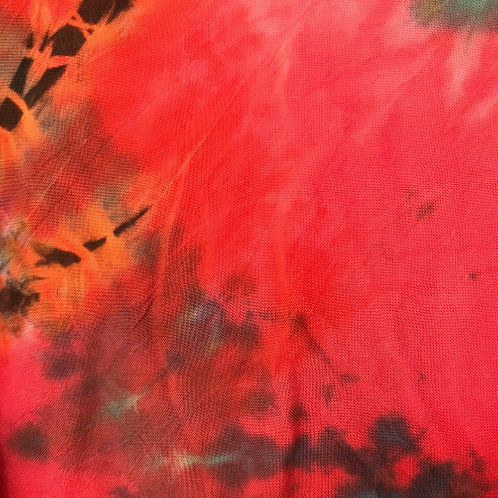 Red Floor length tie dye cotton gown